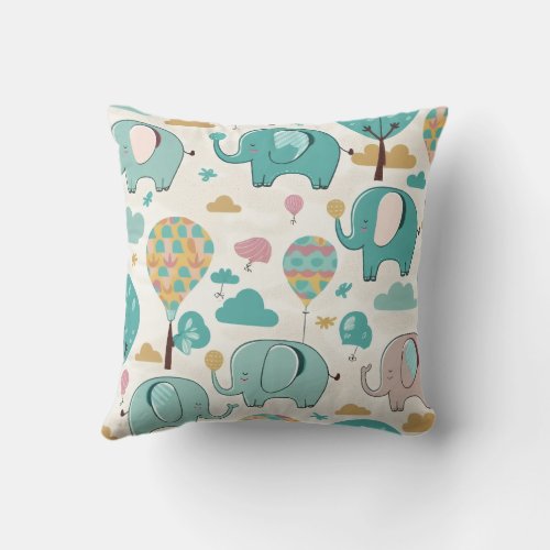 Cute Elephant Parade Decorative Throw Pillow