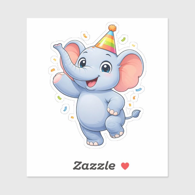 Cute Elephant Party Custom-Cut Vinyl Sticker (Sheet)