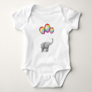 Cute elephant personalized baby bodysuit (rainbow)