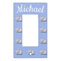 Cute Elephant Personalized Baby Boy's Nursery Room Light Switch Cover