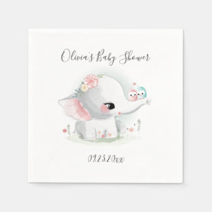 Cute Elephant Personalized Baby Shower Napkins