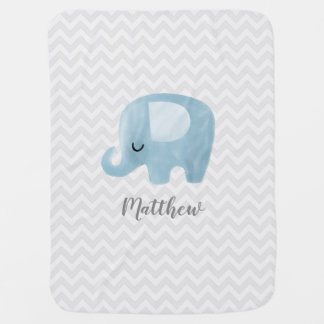 Cute Elephant Personalized Boy Baby Blanket