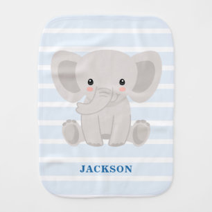 Cute Elephant Personalized Boy Baby Burp Cloth