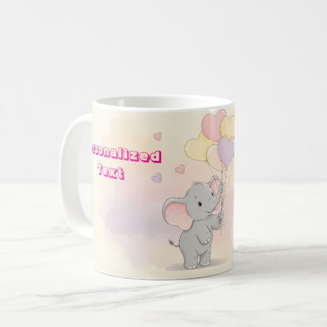 Cute Elephant Personalized Gift for Mom Coffee Mug (Front Left)