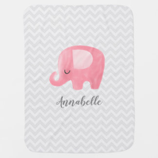 Cute Elephant Personalized Girl Baby Blanket