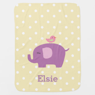 Cute Elephant Personalized Girl's Baby Blanket