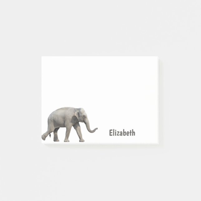 Cute Elephant Personalized Name Post-it Notes (Front)