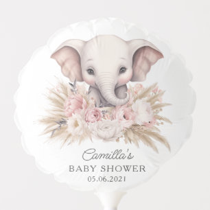 Cute Elephant Pink Boho Girl Baby Shower Balloon
