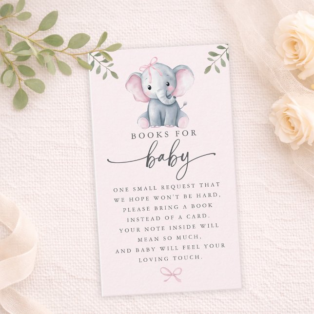 Cute Elephant Pink Books for Baby Card (Cute Elephant Pink Books for Baby Card)
