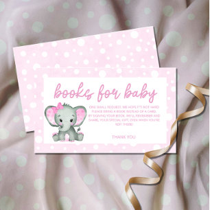 Cute Elephant pink books for baby ticket  Enclosure Card