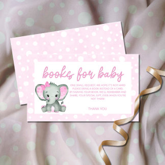 Cute Elephant pink books for baby ticket  Enclosure Card