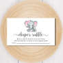 Cute Elephant Pink Diaper Raffle Baby Girl Shower Enclosure Card