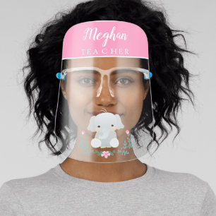 cute elephant pink face shield