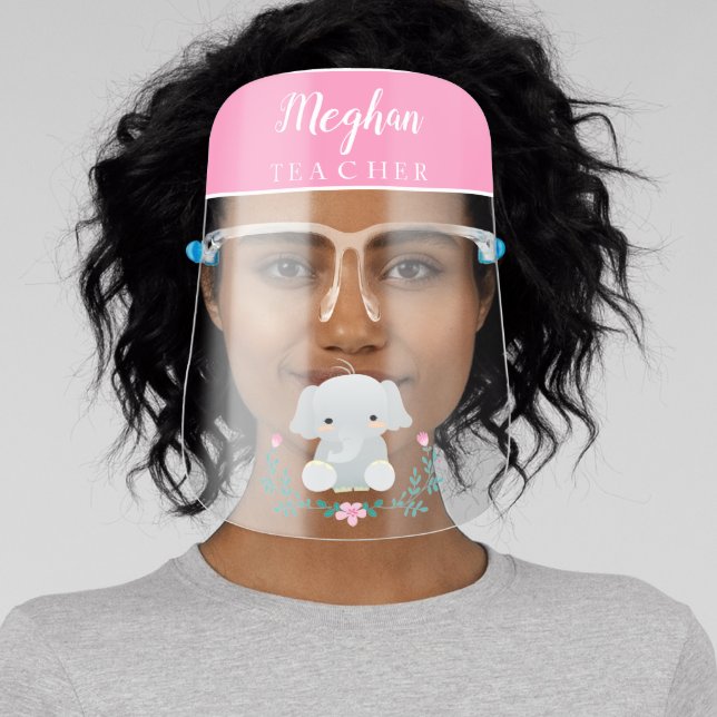 cute elephant pink face shield (Insitu)