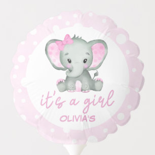 Cute Elephant pink It's a Girl Baby Shower Balloon