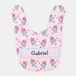 Cute elephant pink pattern baby bib