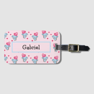 Cute elephant pink pattern luggage tag