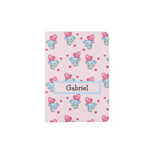 Cute elephant pink pattern passport holder