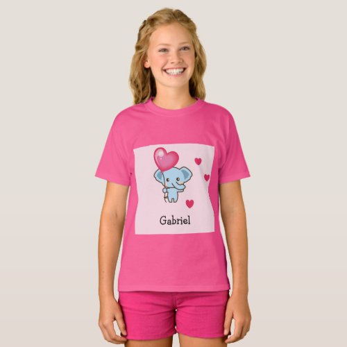 Cute elephant pink pattern T_Shirt