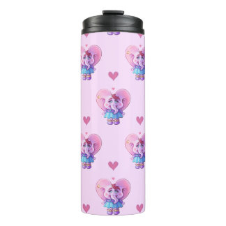 Cute Elephant Pink Patterned Thermal Tumbler
