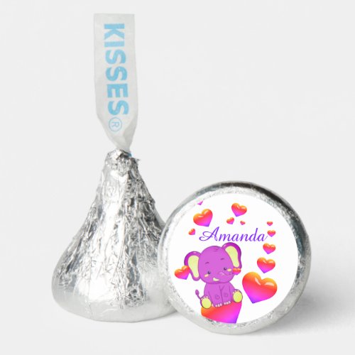 Cute  Elephant Pink Purple Hearts Girl   Hershey K Hersheys Kisses