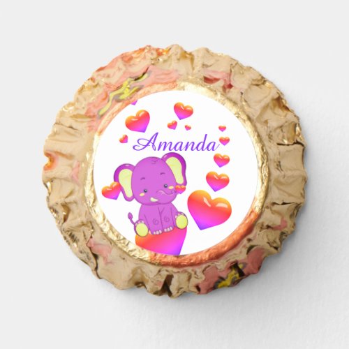 Cute  Elephant Pink Purple Hearts Girl   Reeses Peanut Butter Cups