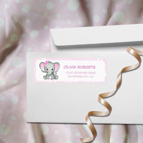 Cute Elephant pink Return Adress Label