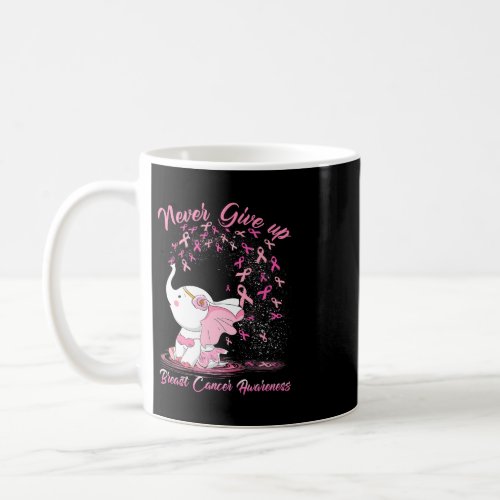 cute elephant pink ribbon warrior breast cancer aw coffee mug