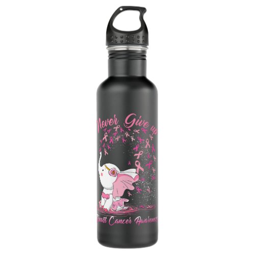 cute elephant pink ribbon warrior breast cancer aw stainless steel water bottle