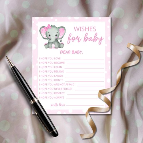 Cute Elephant pink Wishes for Baby card
