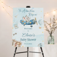Cute Elephant Plane Adventure Begins Baby Shower
