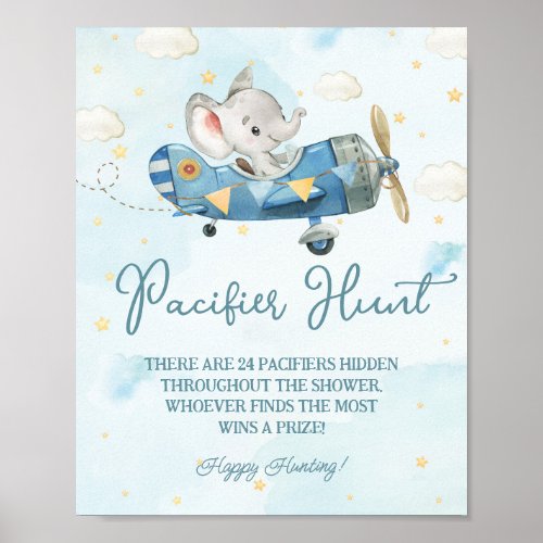 Cute Elephant Plane Adventure Pacifier Hunt Game Poster