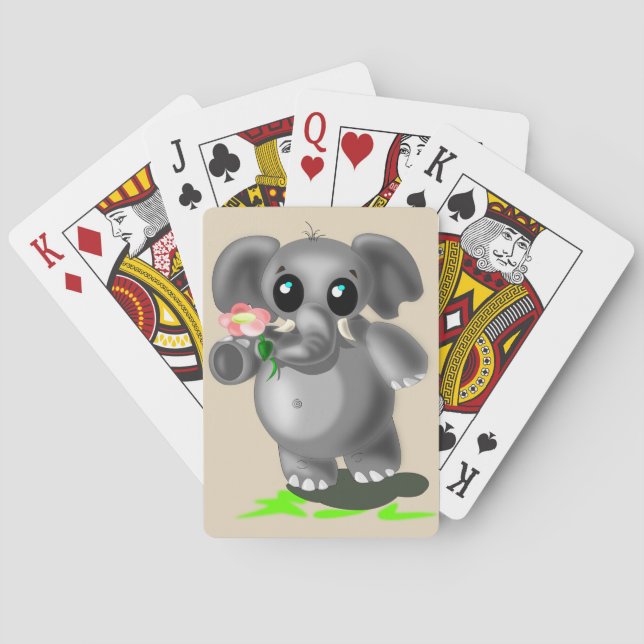 Cute Elephant Playing Cards (Back)