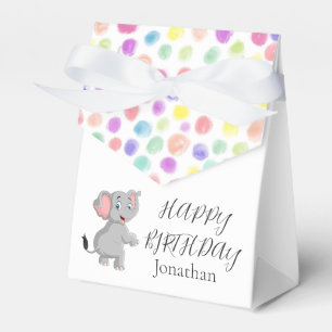 Cute Elephant Poker Dots Birthday Favor Boxes