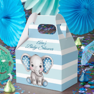 Cute Elephant Polka Dots Boy Baby Shower Favor Boxes