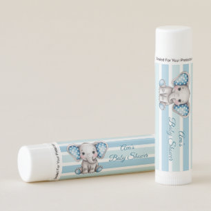 Cute Elephant Polka Dots Boy Baby Shower Favor Lip Balm