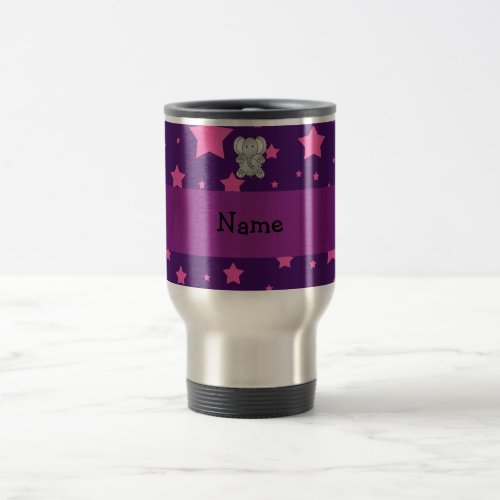 Cute elephant purple pink stars travel mug