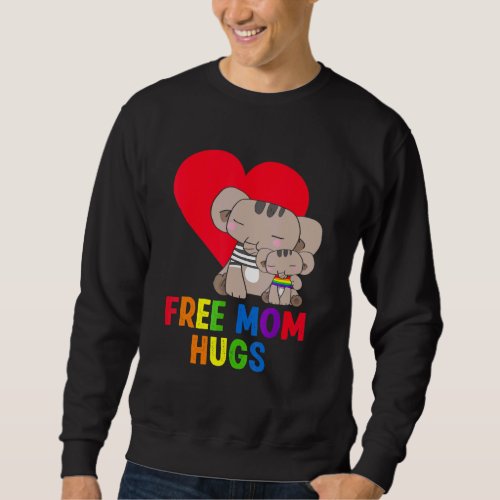 Cute Elephant Rainbow Free Mom Hugs  Lgbt Mom Moth Sweatshirt