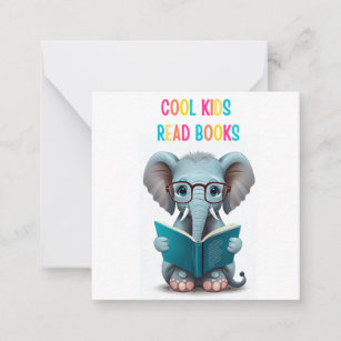 Cute Elephant Reading Books kids Room decor Note Card