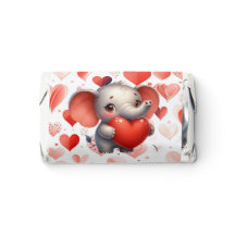 Cute Elephant Red Heart Valentine