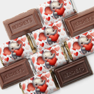 Cute Elephant Red Heart Valentine Hershey's Miniatures