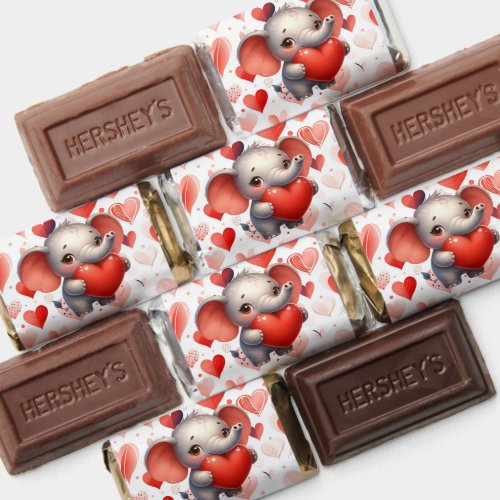 Cute Elephant Red Heart Valentine Hersheys Miniatures