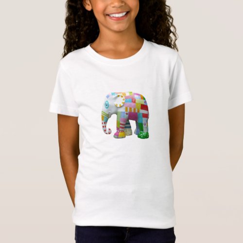 Cute elephant retro patchwork whimsical T_Shirt