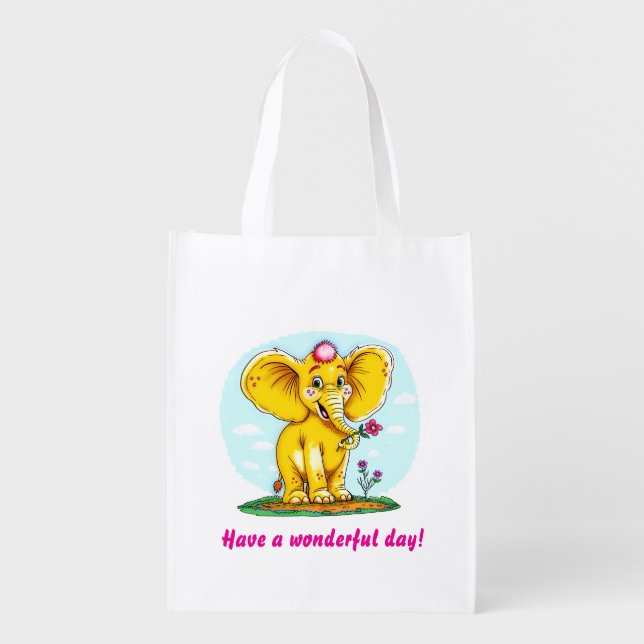 Cute Elephant Reusable Bag – Fun & Positive Design (Front)