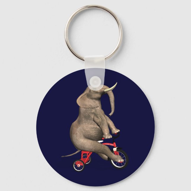 Cute Elephant Riding A Tricycle Keychain (Front)
