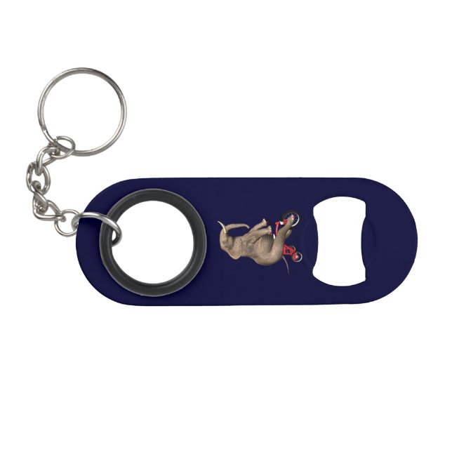 Cute Elephant Riding A Tricycle Keychain Bottle Opener (Front (Horizontal))