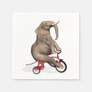 Cute Elephant Riding A Tricycle Paper Napkins