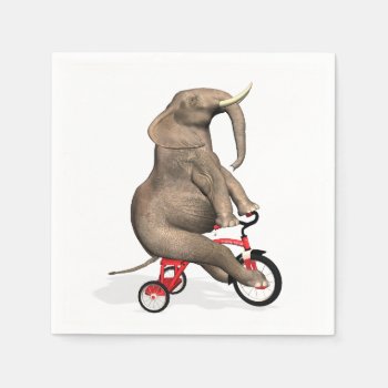 Cute Elephant Riding A Tricycle Paper Napkins by Emangl3D at Zazzle