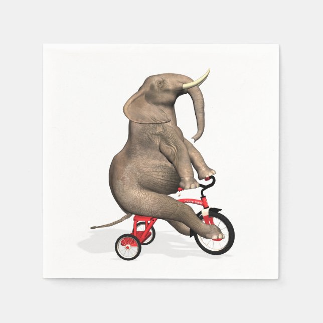 Cute Elephant Riding A Tricycle Paper Napkins (Front)