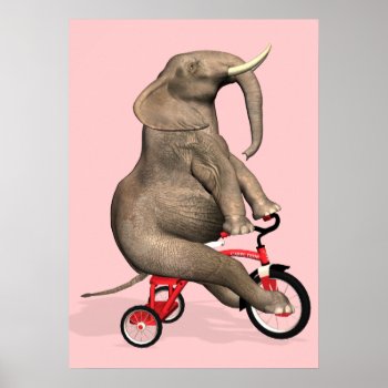 Cute Elephant Riding A Tricycle Poster by Emangl3D at Zazzle